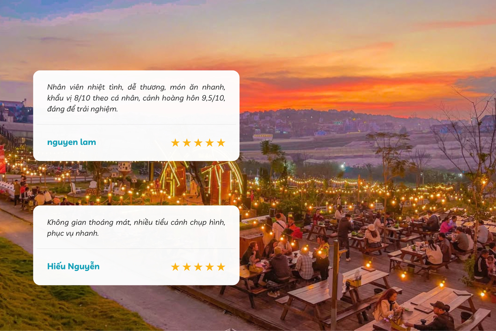 Qu&aacute;n l&agrave; điểm đến l&yacute; tưởng để đ&oacute;n ho&agrave;ng h&ocirc;n, kh&ocirc;ng gian tho&aacute;ng đ&atilde;ng v&agrave; c&oacute; nhiều tiểu cảnh để bạn thỏa sức sống ảo